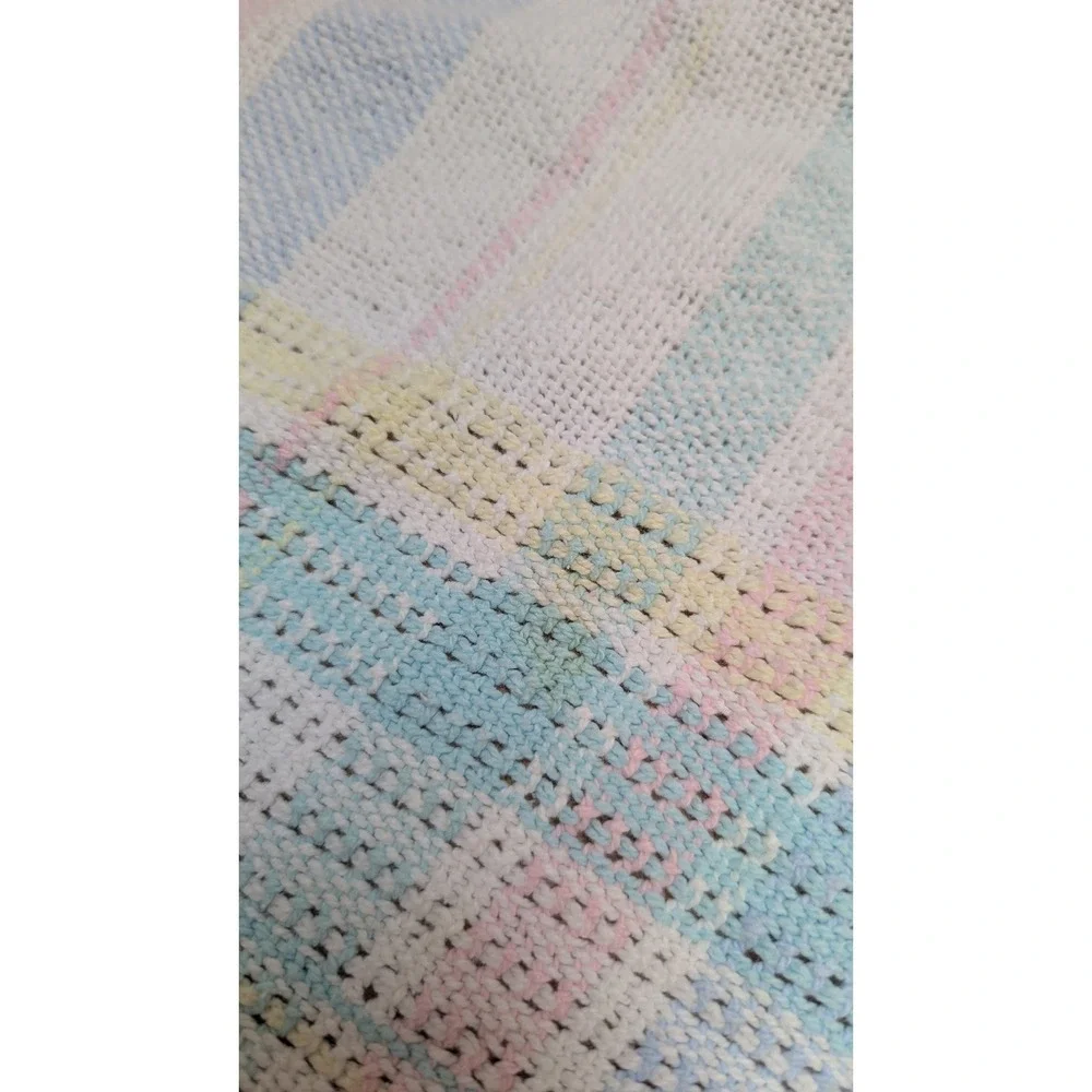 Beacon vintage Baby Blanket  Pastel Plaid Woven Cotton READ